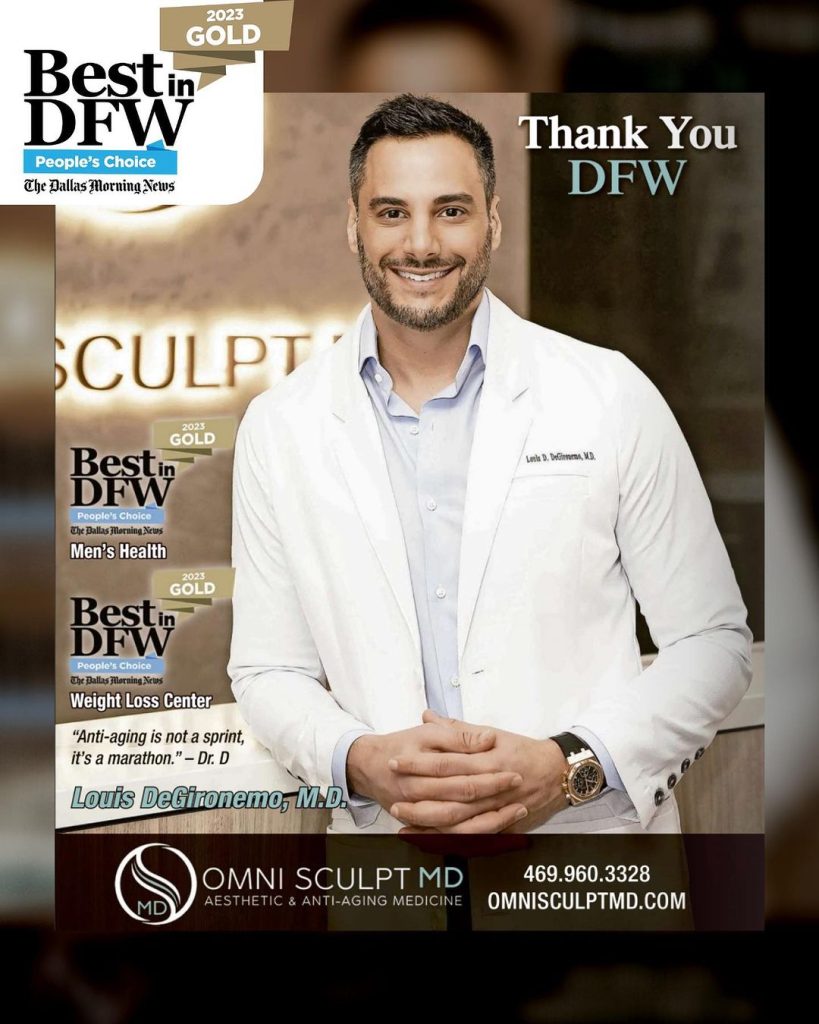 Dr. DeGironemo & Omni Sculpt win a Best in DFW 2023 Gold Award for Best Men's Health and Best Weight Loss Center