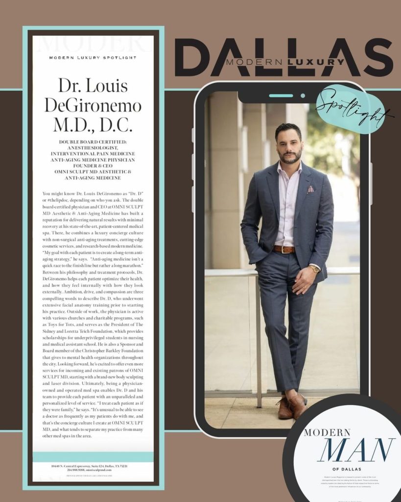 Dr. DeGironemo featured in Modern Luxury Dallas Modern Man of Dallas spotlight
